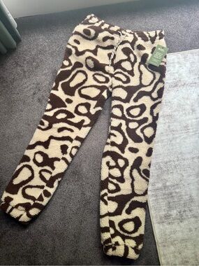 New Parks Project Unisex Fleece Sweatpants Brown/Cream M Drawstring